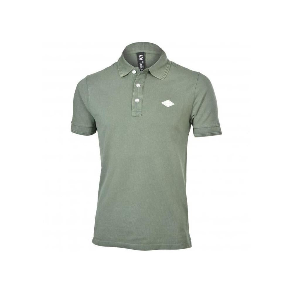 Pique Polo Shirt, Olive Green-Replay-UNDERU