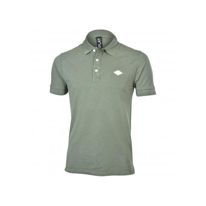 Pique Polo Shirt, Olive Green-Replay-UNDERU