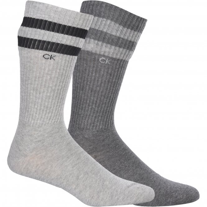 Calvin Klein 2-Pack Stripes Casual Sports Socks, Grey Combo