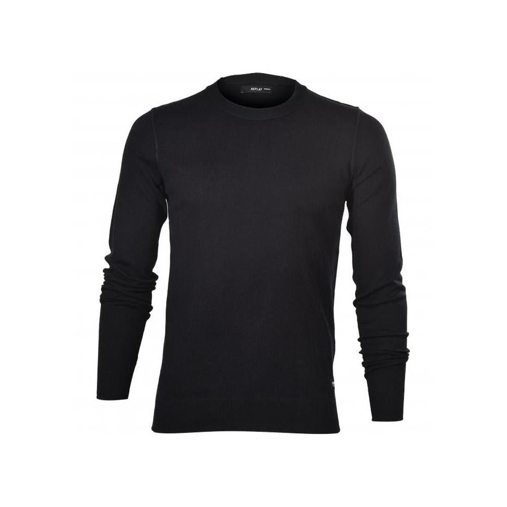 Classic Crew-Neck Cotton Jumper, Black-Replay-UNDERU