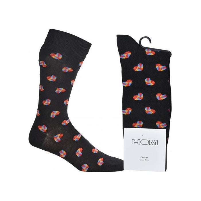 Romeo Hearts Print Socks, Black-HOM-UNDERU
