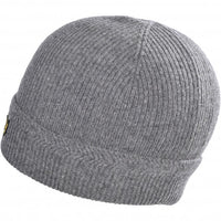 Lambswool Racked Rib Beanie Hat, Mid Grey Marl-Lyle & Scott-UNDERU