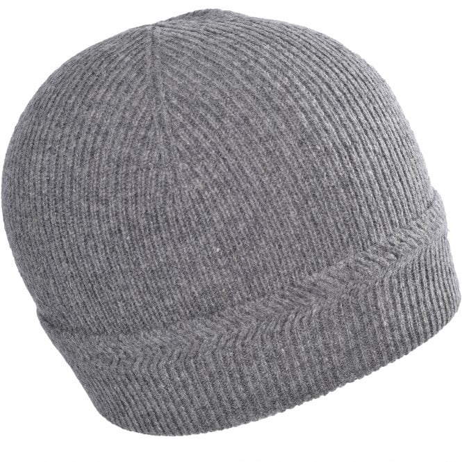 Lambswool Racked Rib Beanie Hat, Mid Grey Marl-Lyle & Scott-UNDERU