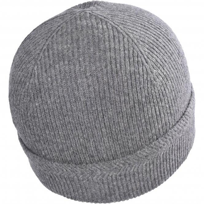 Lambswool Racked Rib Beanie Hat, Mid Grey Marl-Lyle & Scott-UNDERU