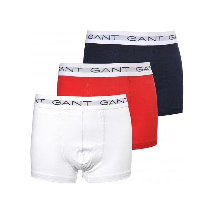 3-Pack White Waistband Boys Boxer Trunks, Navy/Red/White-GANT-UNDERU