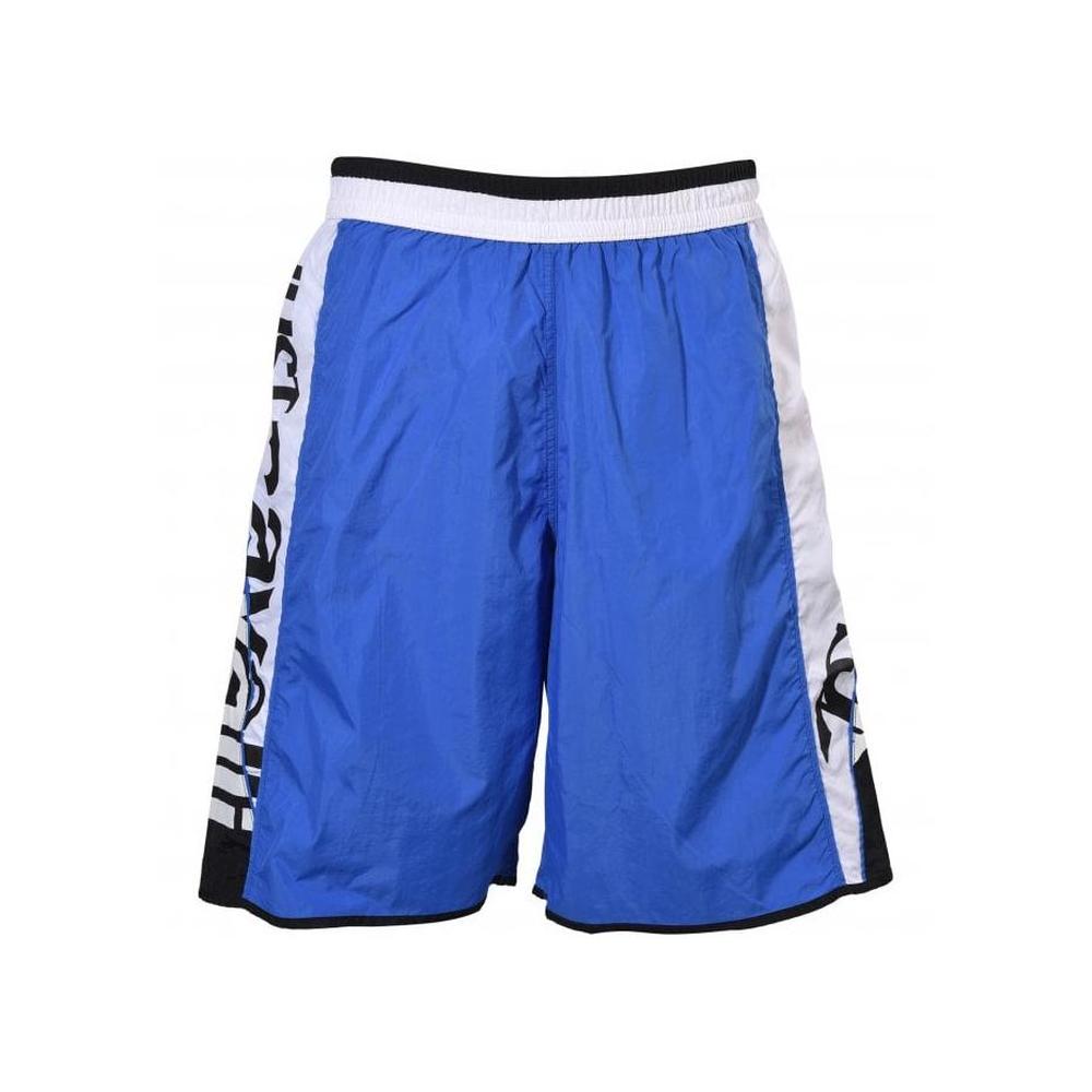 Side Logo Bermuda-style Long Swim shorts, Blue-Just Cavalli-UNDERU