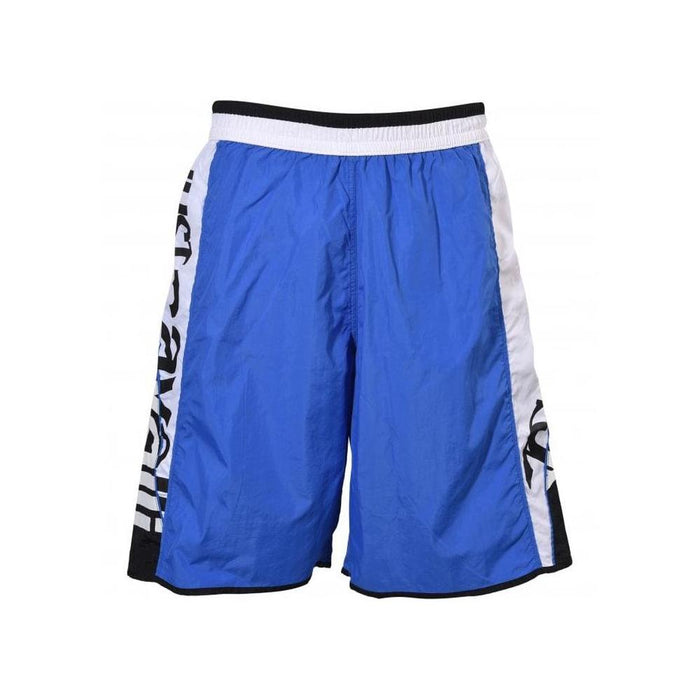 Side Logo Bermuda-style Long Swim shorts, Blue-Just Cavalli-UNDERU