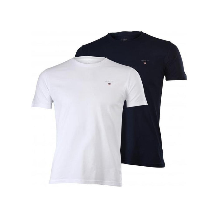 2-Pack Boys Crew Neck T-Shirts, Navy/White-GANT-UNDERU