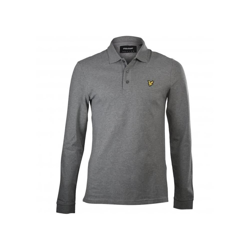 Classic Long-Sleeve Pique Polo Shirt, Grey Marl-Lyle & Scott-UNDERU