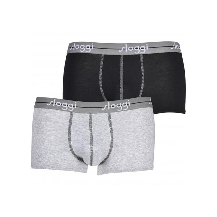 2-Pack Start Hipster Boxer Trunks, Grey/Black-Sloggi-UNDERU