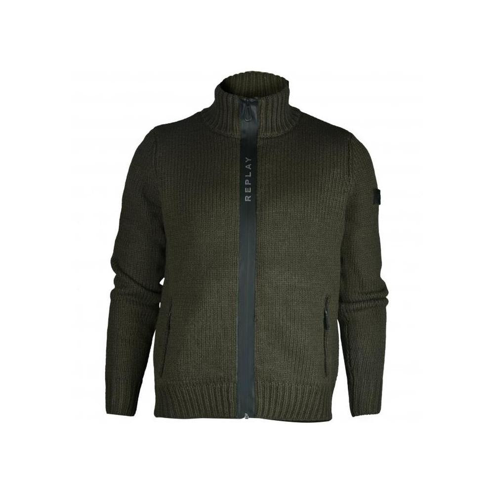 Heavy-Knit, Wool Blend Full-Zip Jumper, Charcoal-Replay-UNDERU