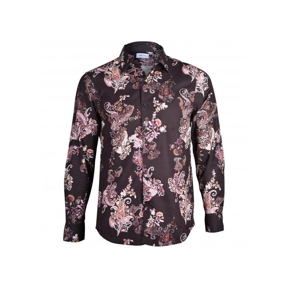 Paisley Print Shirt, Black-Replay-UNDERU