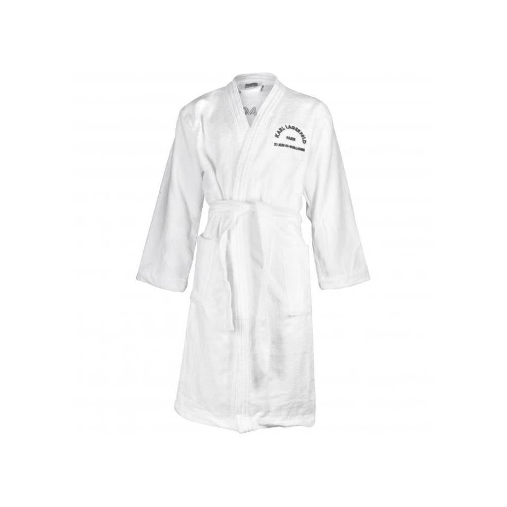 Address Logo Towelling Bathrobe, White-Karl Lagerfeld-UNDERU