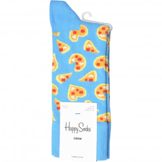 Pizza Love Socks, Blue-Happy Socks-UNDERU