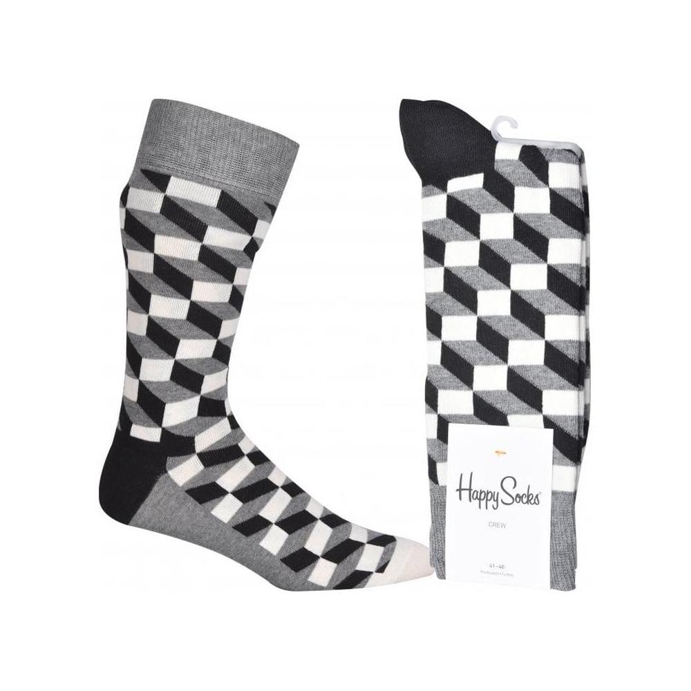 Filled Optic Socks, Black & White-Happy Socks-UNDERU