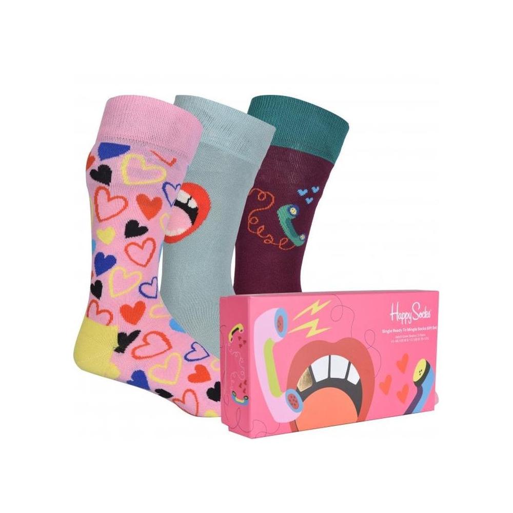 3-Pack Single Ready To Mingle Socks Gift Box-Happy Socks-UNDERU