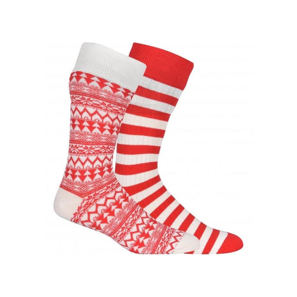 2-Pack Fair Isle & Stripe Socks Gift Box, Red/White-GANT-UNDERU