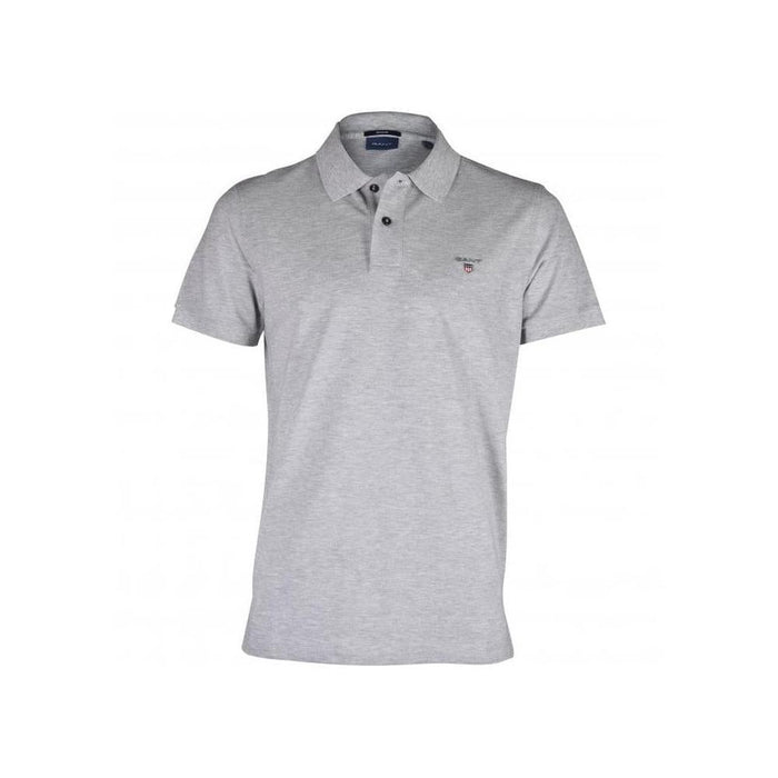 Solid Pique Polo Shirt, Grey Melange-GANT-UNDERU