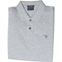 Solid Pique Polo Shirt, Grey Melange-GANT-UNDERU