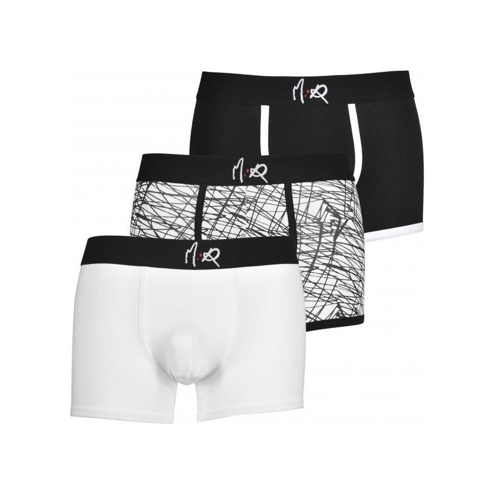 3-Pack Print & Solid Boxer Trunks, Black/White-M:R Underwear-UNDERU