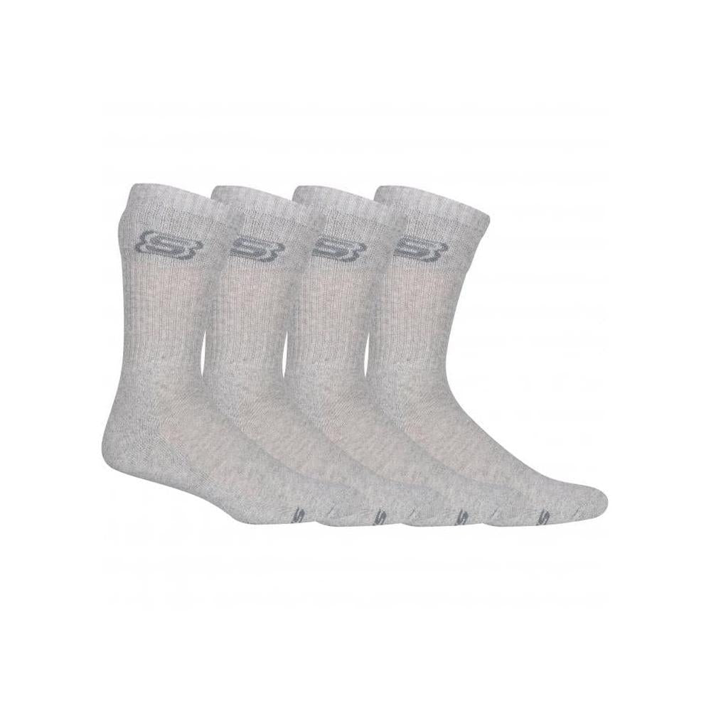4-Pack S Logo Cushioned Sports Socks, Grey Marl-Skechers-UNDERU
