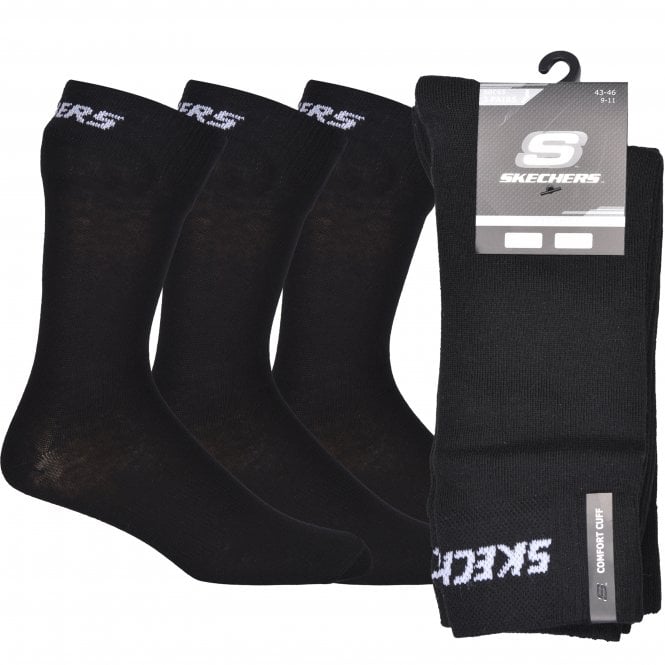 Skechers Men's 3-Pack Mesh Ventilation Crew Socks, Black