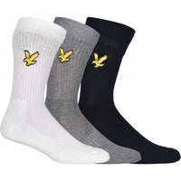 3-Pack Big Eagle Logo Sports Socks, Black/White/Grey-Lyle & Scott-UNDERU