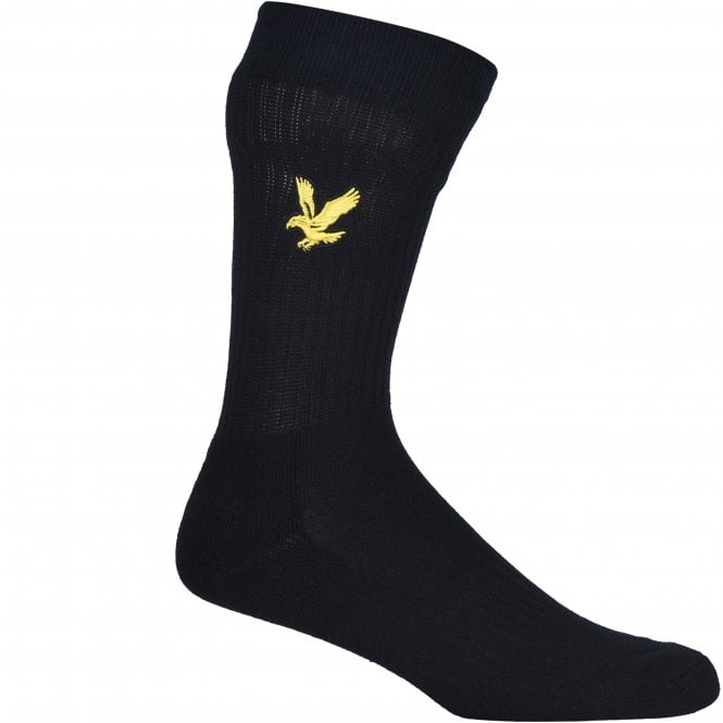 3-Pack Big Eagle Logo Sports Socks, Black/White/Grey-Lyle & Scott-UNDERU
