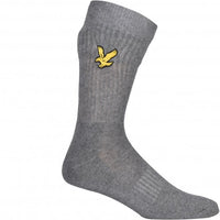 3-Pack Big Eagle Logo Sports Socks, Black/White/Grey-Lyle & Scott-UNDERU