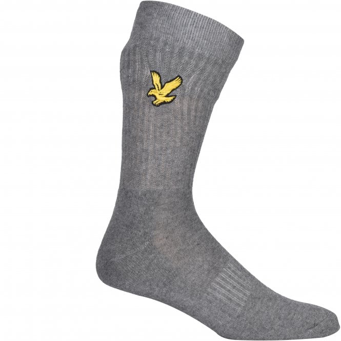 3-Pack Big Eagle Logo Sports Socks, Black/White/Grey-Lyle & Scott-UNDERU
