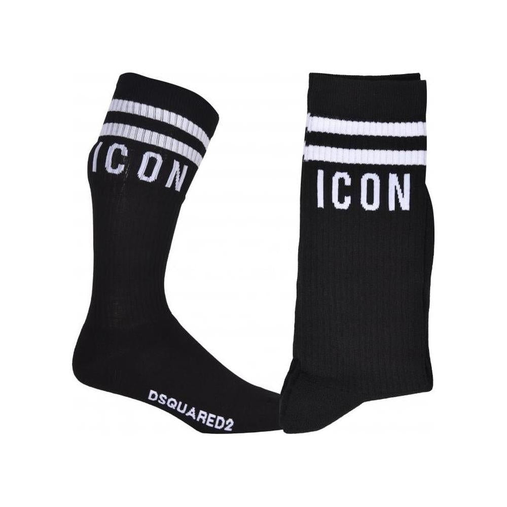 ICON Stripes Logo Sports Socks, Black/white-DSquared2-UNDERU