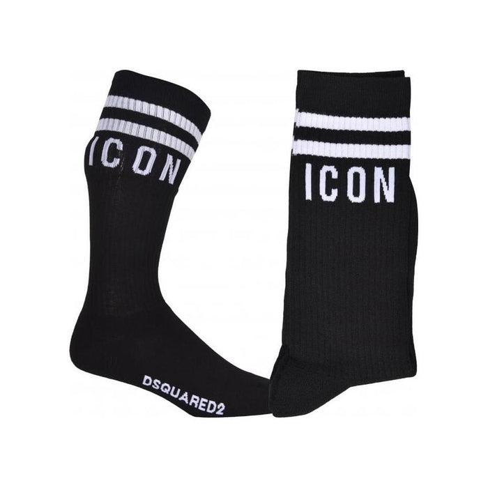 ICON Stripes Logo Sports Socks, Black/white-DSquared2-UNDERU
