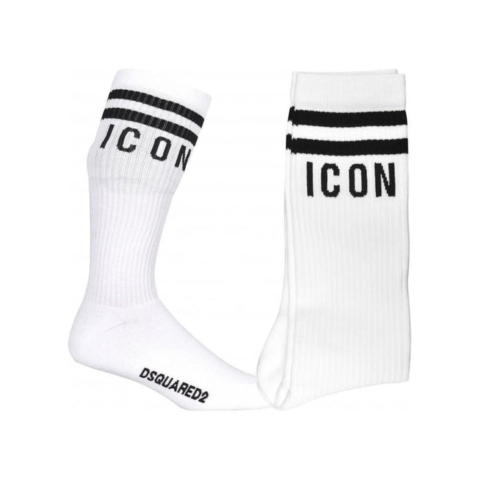 ICON Stripes Logo Sports Socks, White/black-DSquared2-UNDERU