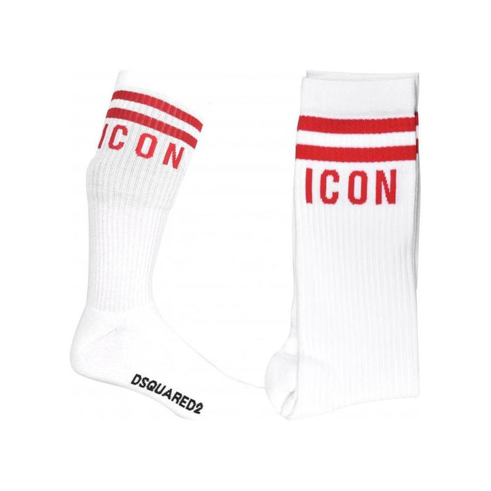 ICON Stripes Logo Sports Socks, White/red-DSquared2-UNDERU