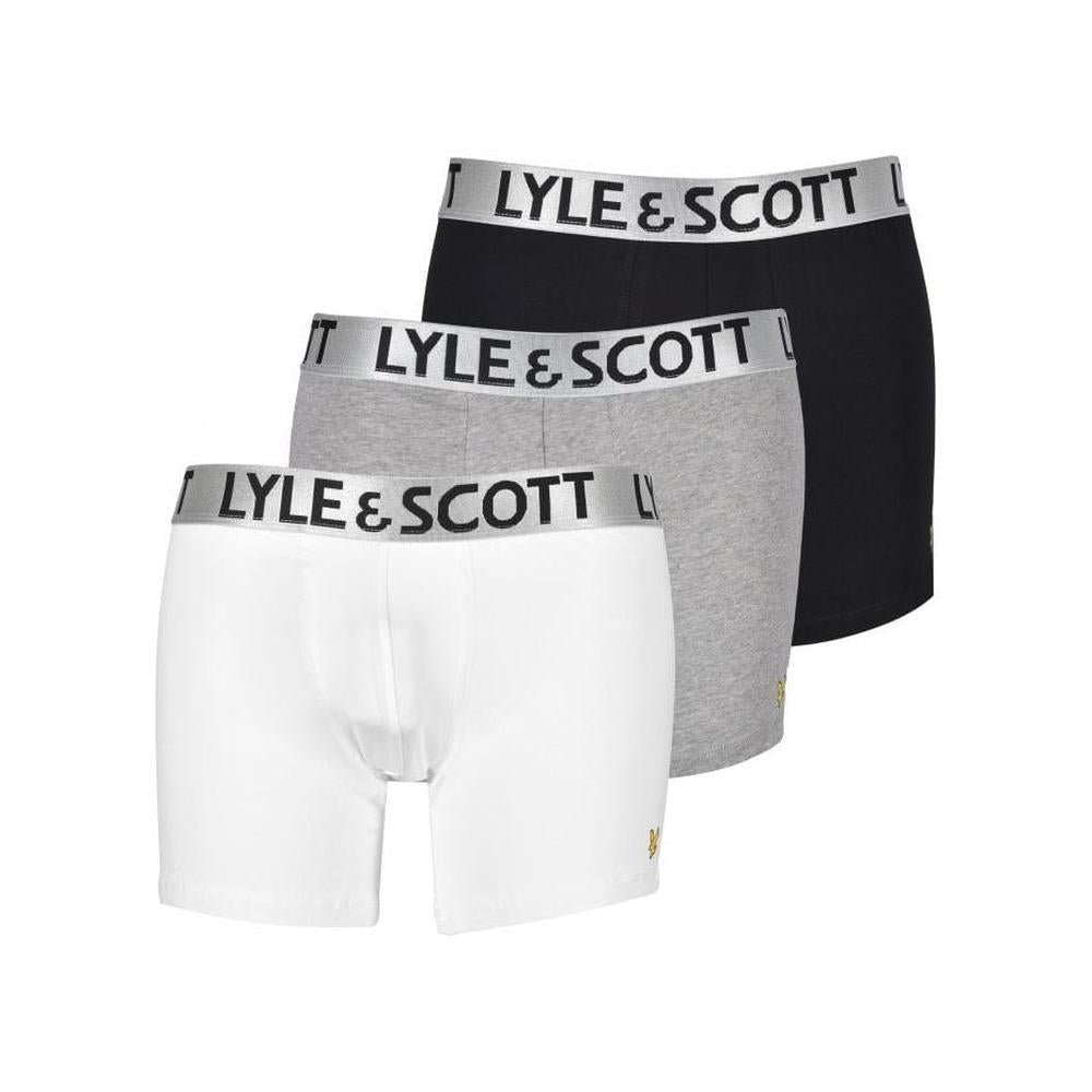 3-Pack Satin Waistband Boxer Briefs, Black/White/Grey-Lyle & Scott-UNDERU