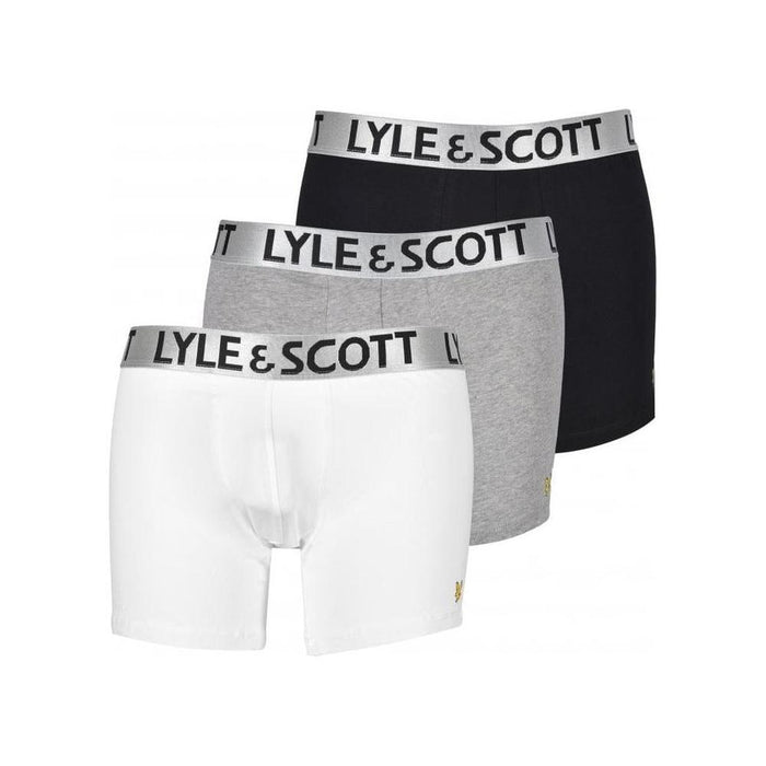 3-Pack Satin Waistband Boxer Briefs, Black/White/Grey-Lyle & Scott-UNDERU
