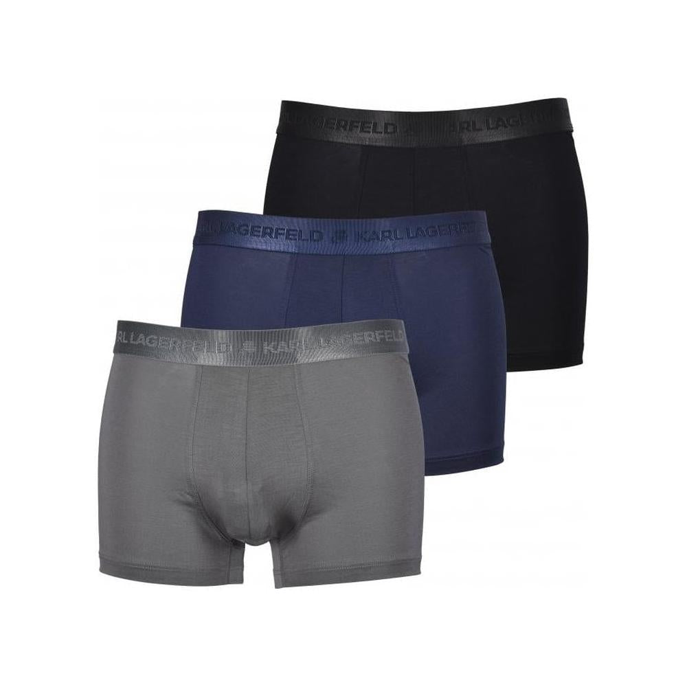 3-Pack Premium Lyocell Boxer Trunks Gift Box, Black/Grey/Navy-Karl Lagerfeld-UNDERU