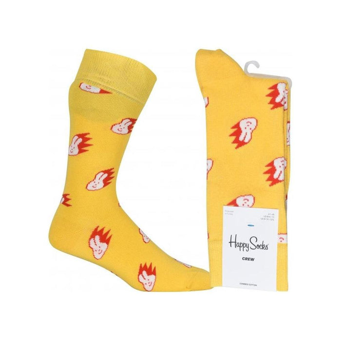 Flaming Bunny Socks, Yellow-Happy Socks-UNDERU