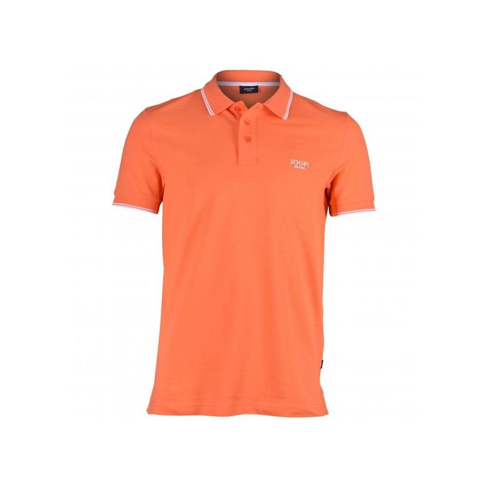 Jeans Contrast Collar Cotton Jersey Polo Shirt, Orange/white-Joop!-UNDERU