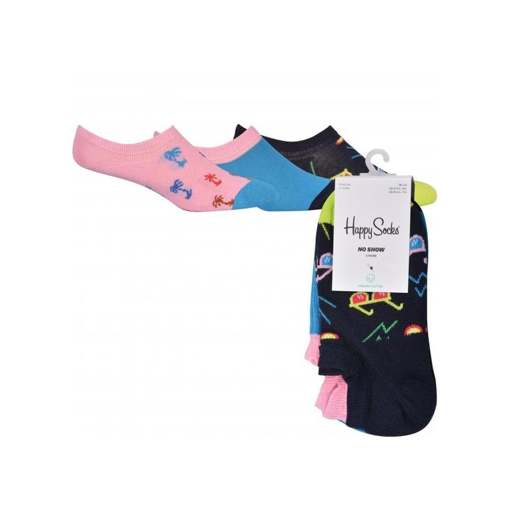 3-Pack Sunny Day No-Show Trainer Socks, Pink/Blue/Navy-Happy Socks-UNDERU