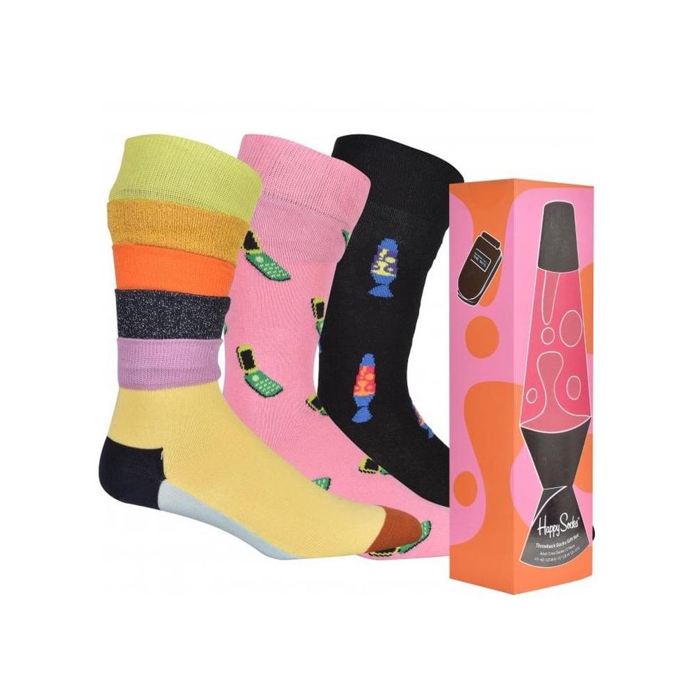 3-Pack Throwback Socks, Pink/Black/multi-Happy Socks-UNDERU