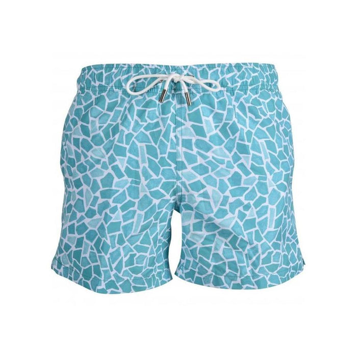 Mosaic Print Swim Shorts, Turqouise-Apres-UNDERU