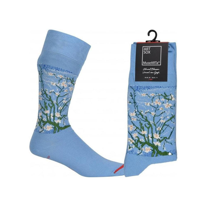Vincent Van Gogh Almond Blossom Socks, Light Blue-MuseARTa-UNDERU
