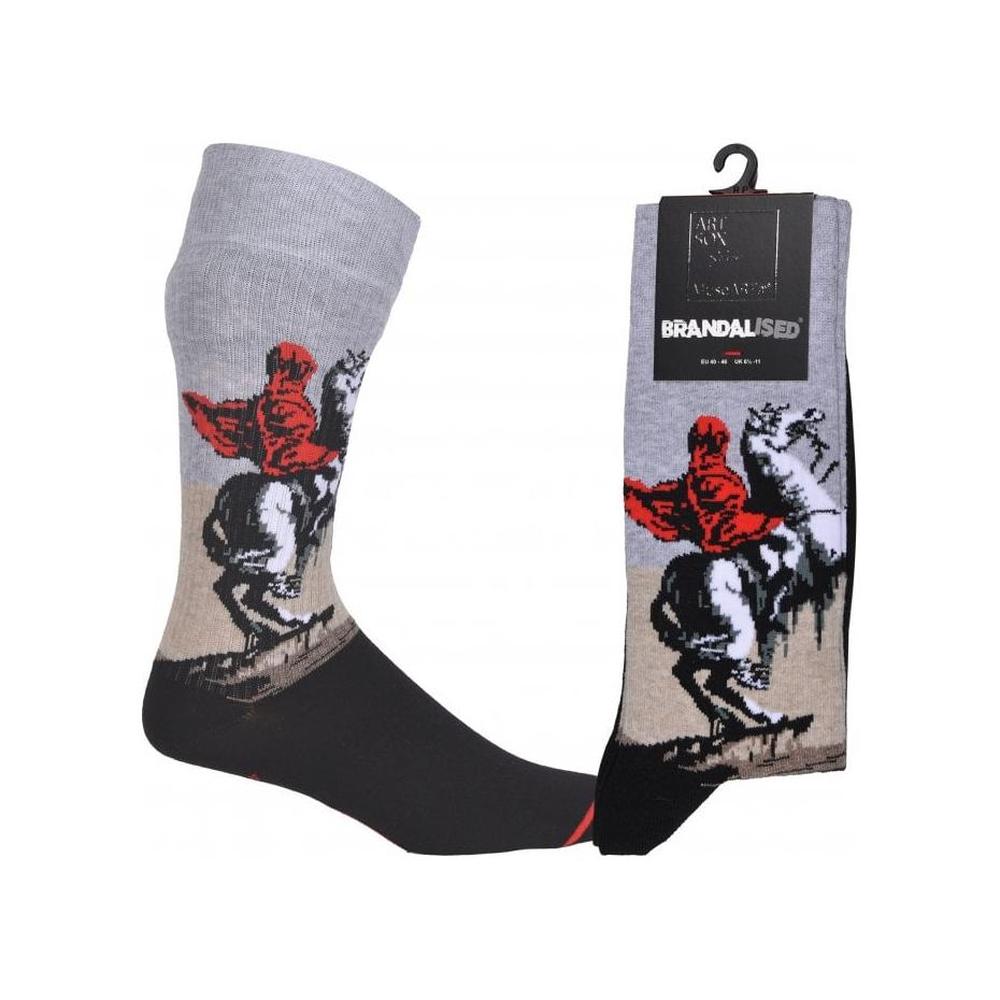 Brandalised featuring Graffiti by Banksy Bonaparte Socks, Grey/black-MuseARTa-UNDERU