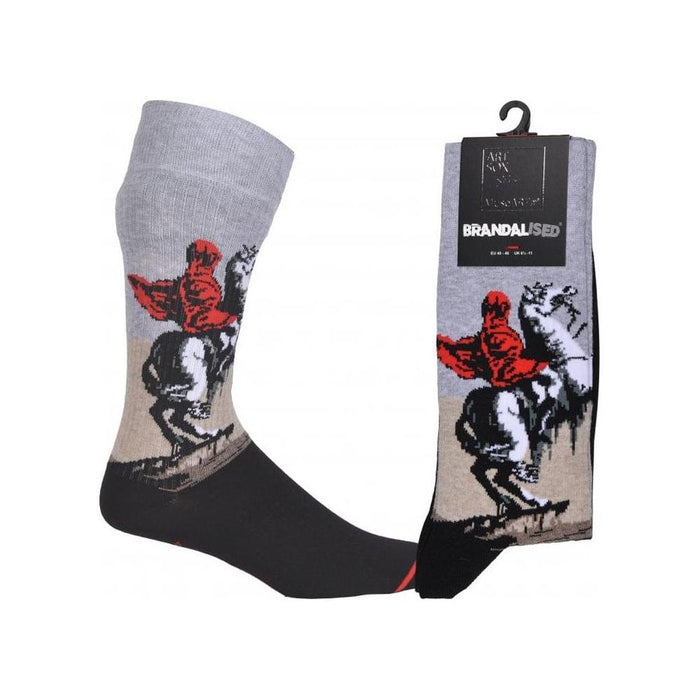 Brandalised featuring Graffiti by Banksy Bonaparte Socks, Grey/black-MuseARTa-UNDERU