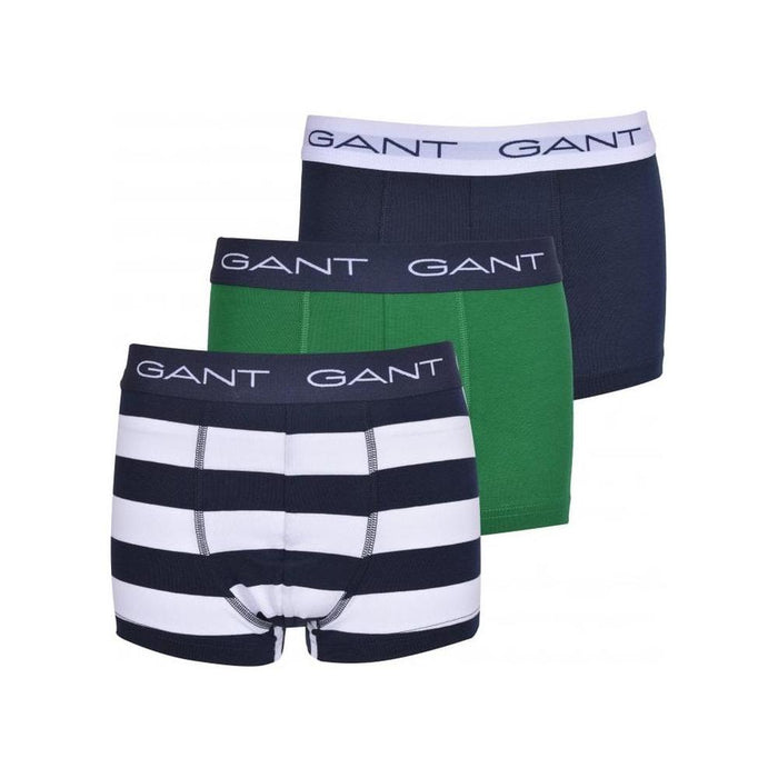 3-Pack Rugby Stripe Boys Boxer Trunks, Green/Navy-GANT-UNDERU
