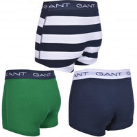 3-Pack Rugby Stripe Boys Boxer Trunks, Green/Navy-GANT-UNDERU