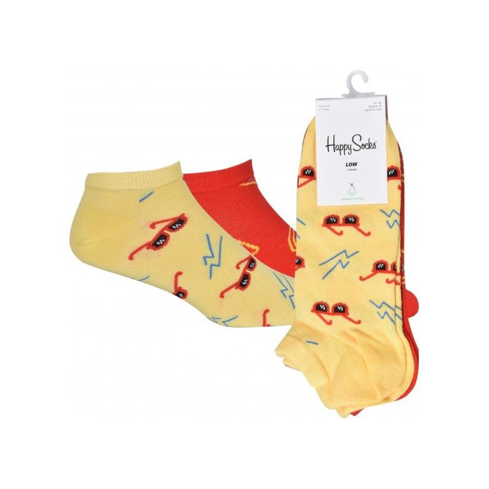 2-Pack Pizza & Sunglasses Trainer Socks, Red/Yellow-Happy Socks-UNDERU