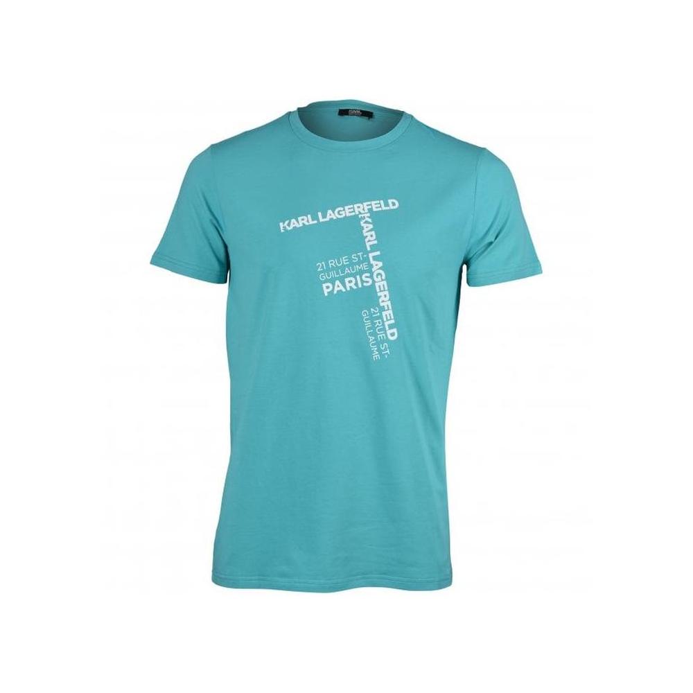 Rue St. Guillaume Crew-Neck T-Shirt, Ceramic Blue-Karl Lagerfeld-UNDERU