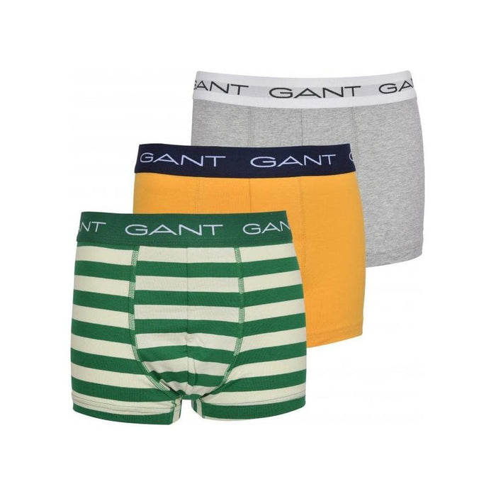 3-Pack Rugby Stripe Boys Boxer Trunks, Grey/Green/Yellow-GANT-UNDERU